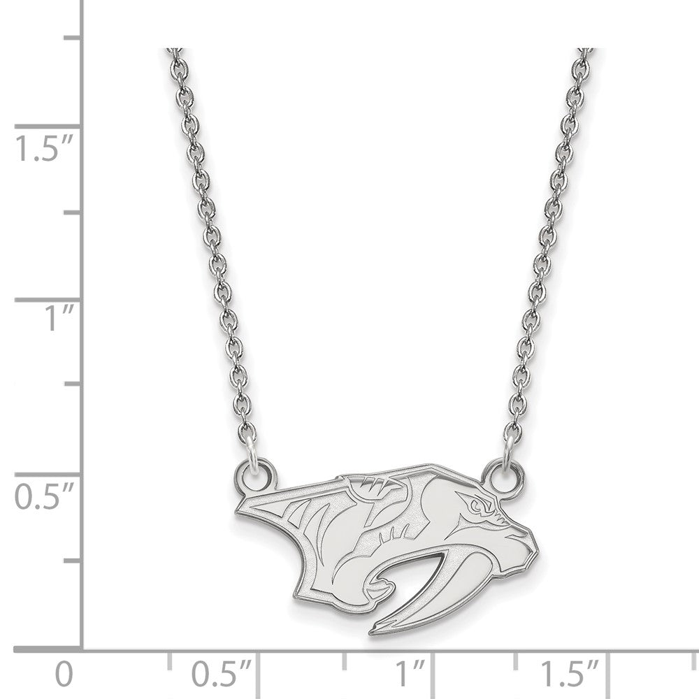 Sterlingsilber Rhodiniert Nhl Logoart Nashville Predators Klein Anhänger 18 Zoll Halskette