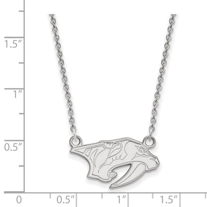 Sterlingsilber Rhodiniert Nhl Logoart Nashville Predators Klein Anhänger 18 Zoll Halskette
