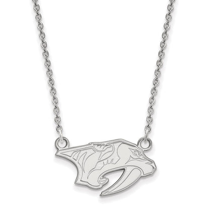 Sterlingsilber Rhodiniert Nhl Logoart Nashville Predators Klein Anhänger 18 Zoll Halskette
