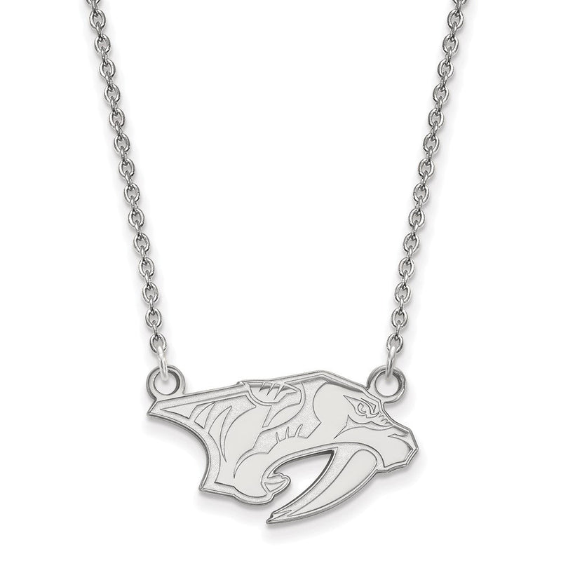 10K Weißgold Nhl Logoart Nashville Predators Klein Anhänger 18 Zoll Halskette
