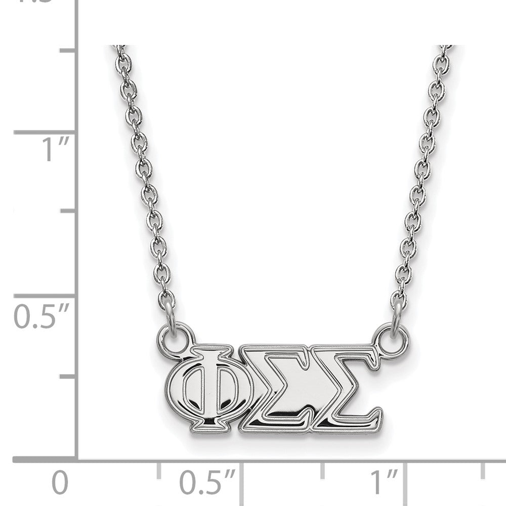 Sterlingsilber Rhodiniert Logoart Phi Sigma Sorority Greek Buchstaben Mittel Anhänger 18 Zoll Halskette