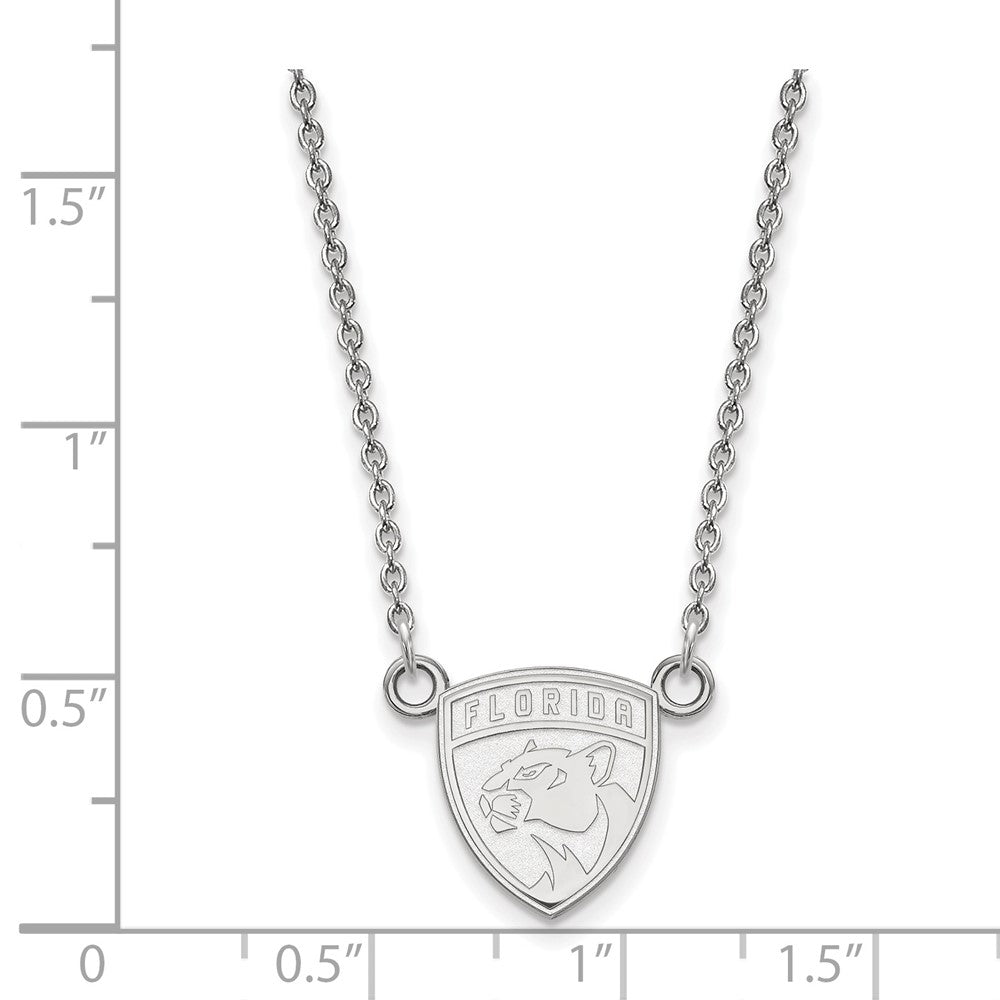 Sterlingsilber Rhodiniert Nhl Logoart Florida Panthers Klein Anhänger 18 Zoll Halskette
