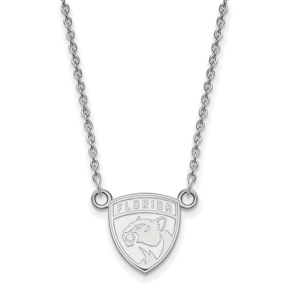 Sterlingsilber Rhodiniert Nhl Logoart Florida Panthers Klein Anhänger 18 Zoll Halskette