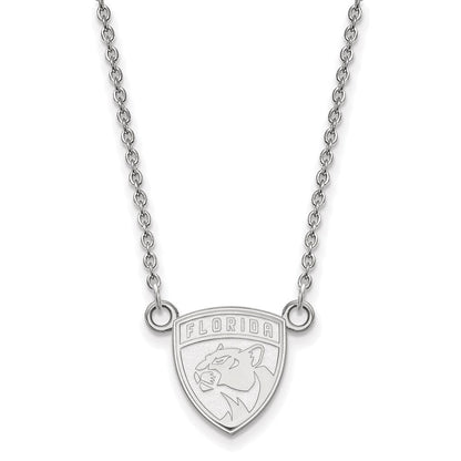 Sterlingsilber Rhodiniert Nhl Logoart Florida Panthers Klein Anhänger 18 Zoll Halskette
