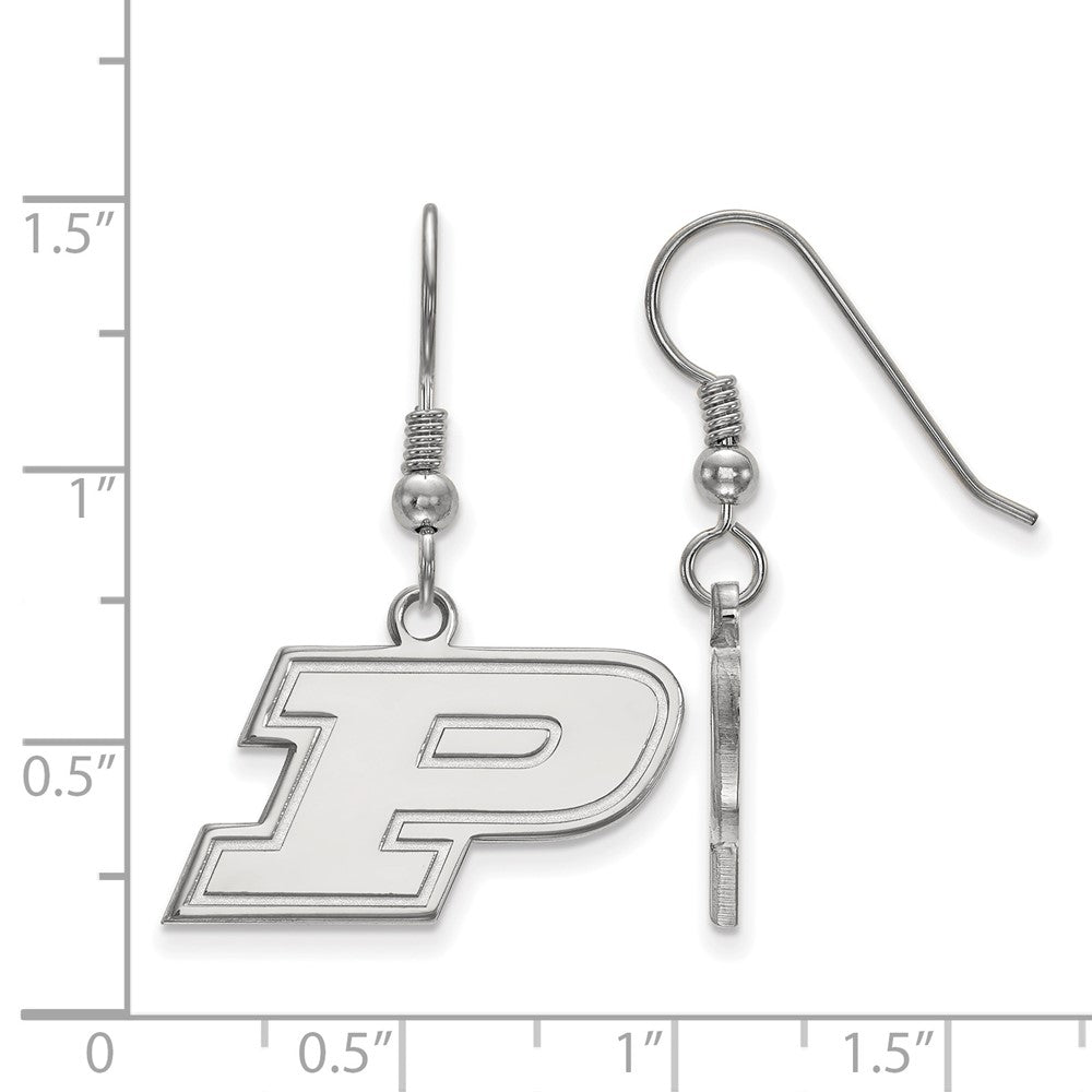 Sterlingsilber Rhodiniert Logoart Purdue University Buchstabe P Klein Hängend Draht Ohrringe