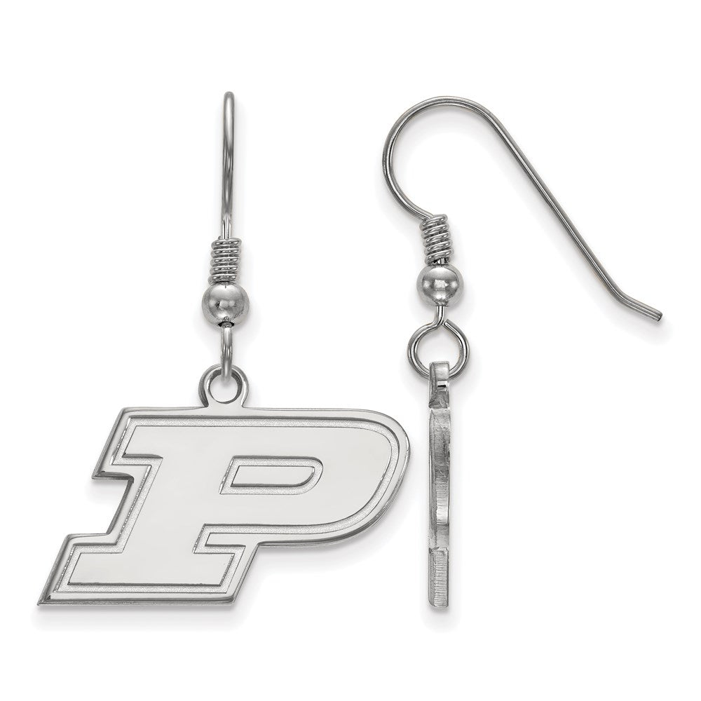 Sterlingsilber Rhodiniert Logoart Purdue University Buchstabe P Klein Hängend Draht Ohrringe