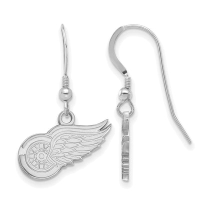 Sterlingsilber Rhodiniert Nhl Logoart Detroit Rot Flügel Klein Hängend Draht Ohrringe