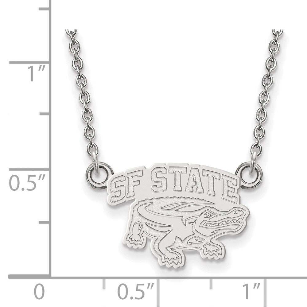 Sterlingsilber Rhodiniert Logoart San Francisco State University Klein Anhänger 18 Zoll Halskette