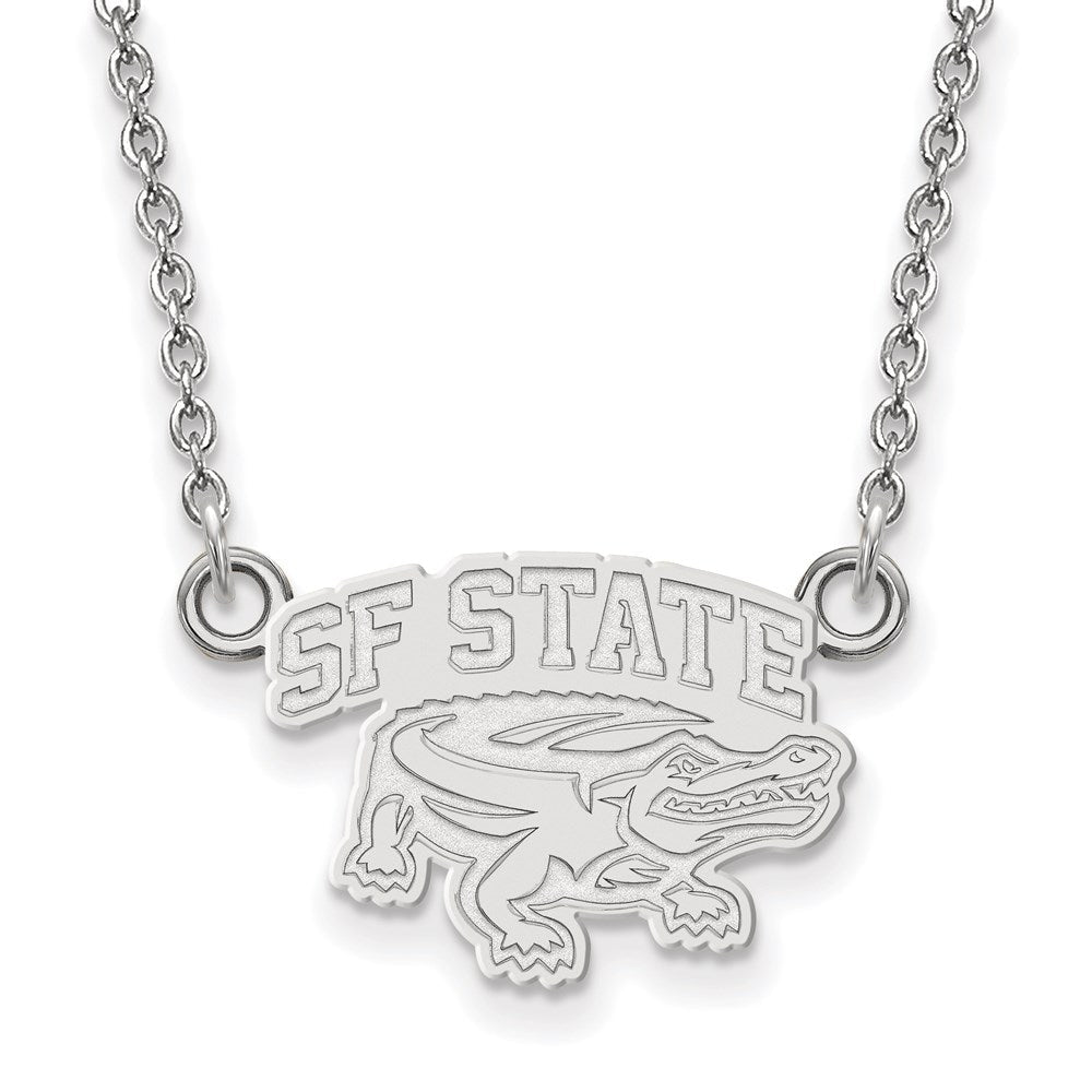 Sterlingsilber Rhodiniert Logoart San Francisco State University Klein Anhänger 18 Zoll Halskette