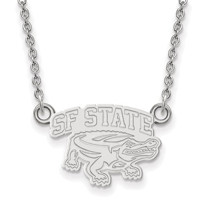 Sterlingsilber Rhodiniert Logoart San Francisco State University Klein Anhänger 18 Zoll Halskette