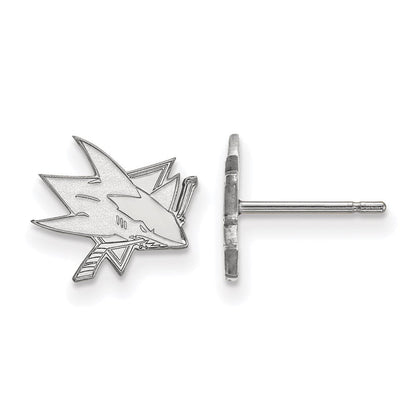 10K Weißgold Nhl Logoart San Jose Sharks Extra Klein Ohrstecker