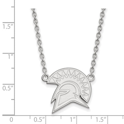 14K Weißgold Logoart San Jose State University Spartan Groß Anhänger 18 Zoll Halskette