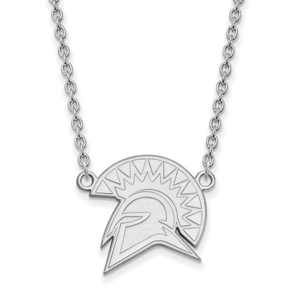 10K Weißgold Logoart San Jose State University Spartan Groß Anhänger 18 Zoll Halskette