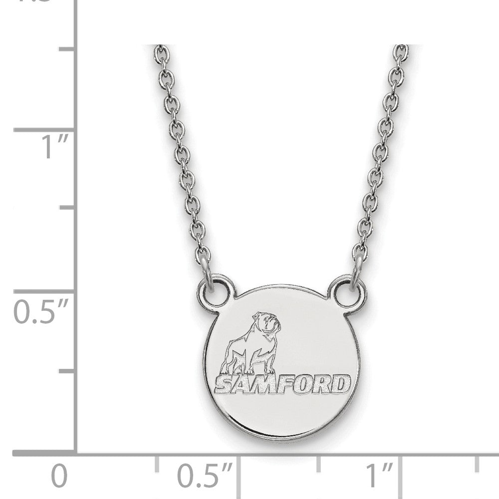 Sterlingsilber Rhodiniert Logoart Samford University Klein Plättchen Anhänger 18 Zoll Halskette