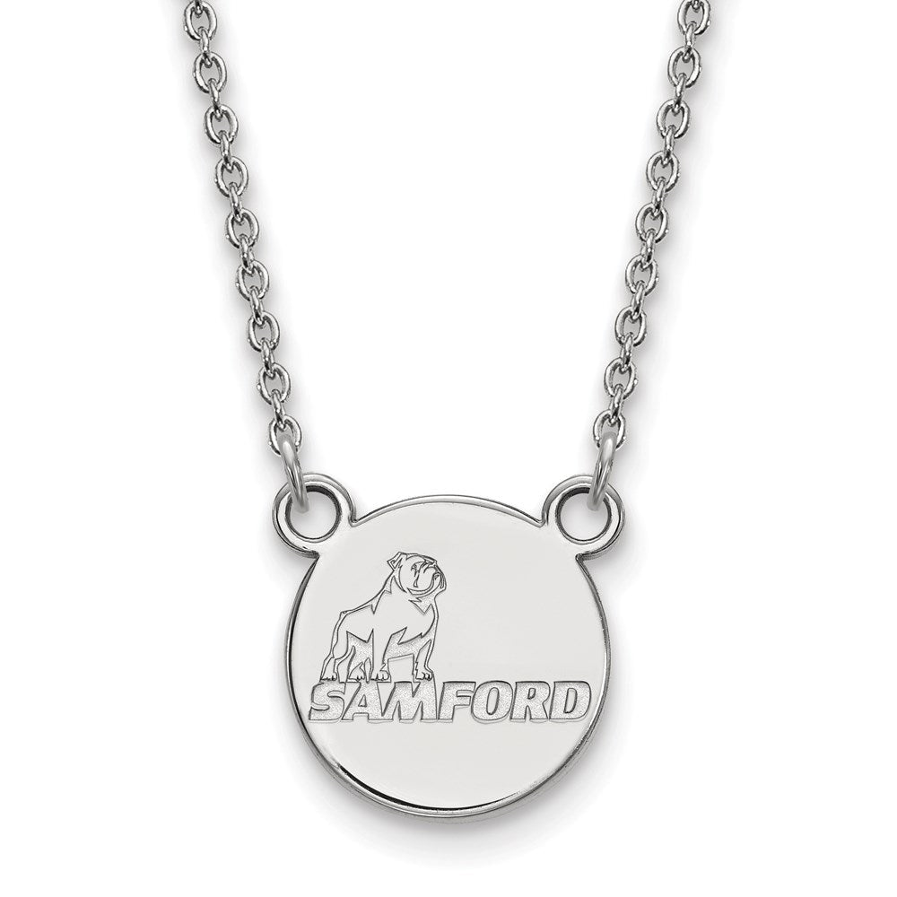 10K Weißgold Logoart Samford University Klein Plättchen Anhänger 18 Zoll Halskette
