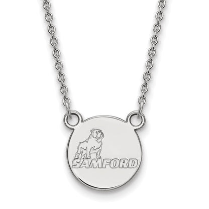 10K Weißgold Logoart Samford University Klein Plättchen Anhänger 18 Zoll Halskette