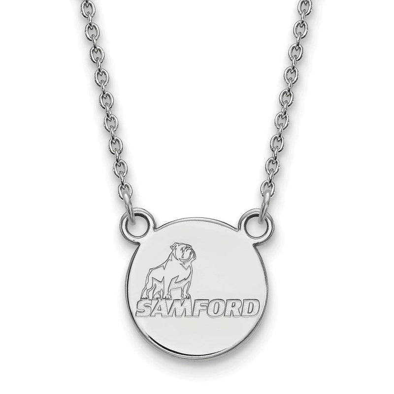 10K Weißgold Logoart Samford University Klein Plättchen Anhänger 18 Zoll Halskette