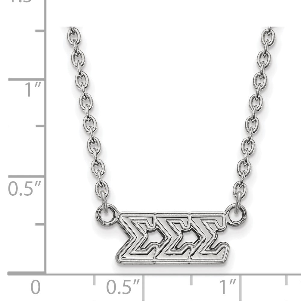 Sterlingsilber Rhodiniert Logoart Sigma Sorority Greek Buchstaben Mittel Anhänger 18 Zoll Halskette