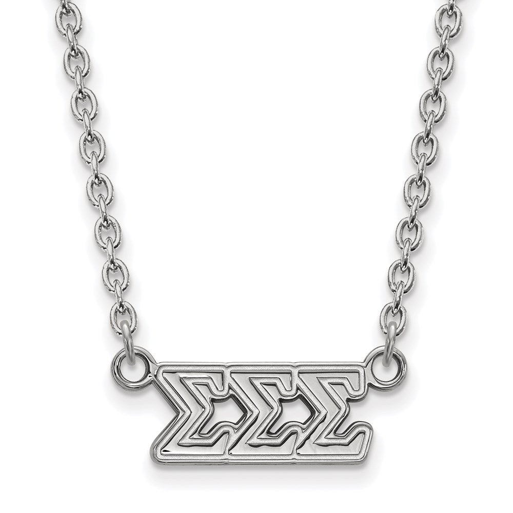 Sterlingsilber Rhodiniert Logoart Sigma Sorority Greek Buchstaben Mittel Anhänger 18 Zoll Halskette