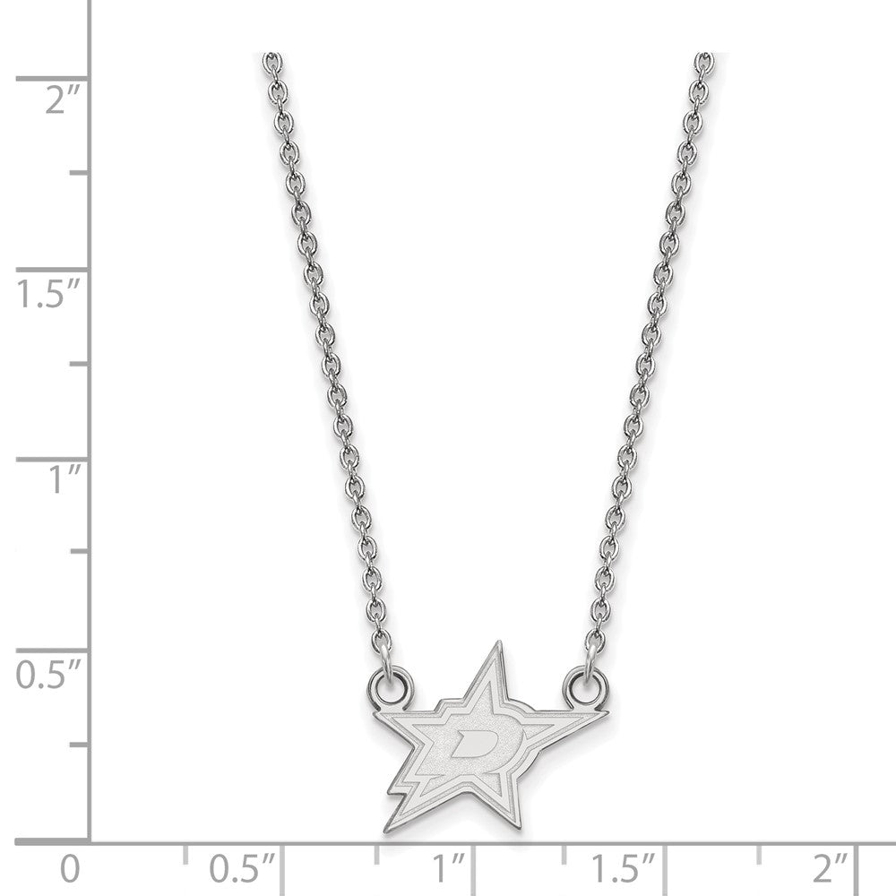 Sterlingsilber Rhodiniert Nhl Logoart Dallas Sterne Klein Anhänger 18 Zoll Halskette