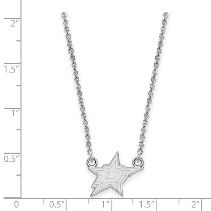 Sterlingsilber Rhodiniert Nhl Logoart Dallas Sterne Klein Anhänger 18 Zoll Halskette