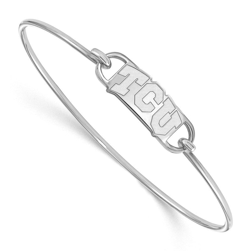 Sterlingsilber Rhodiniert Logoart Texas Christlich University T C U Klein Mittig 7 Zoll Draht Armreif