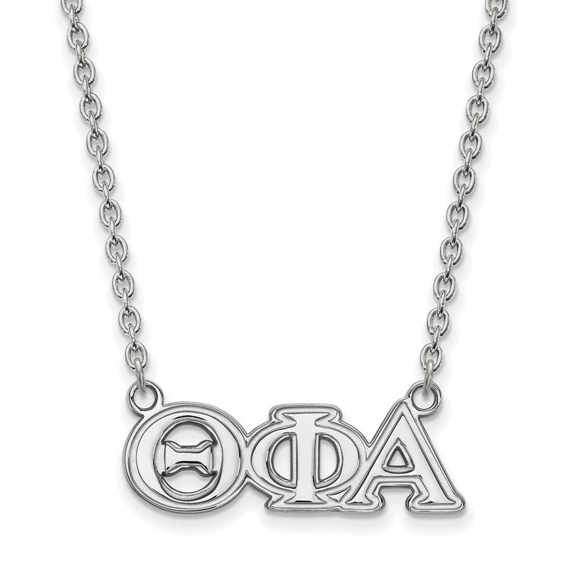 Sterlingsilber Rhodiniert Logoart Theta Phi Alpha Sorority Greek Buchstaben Mittel Anhänger 18 Zoll Halskette