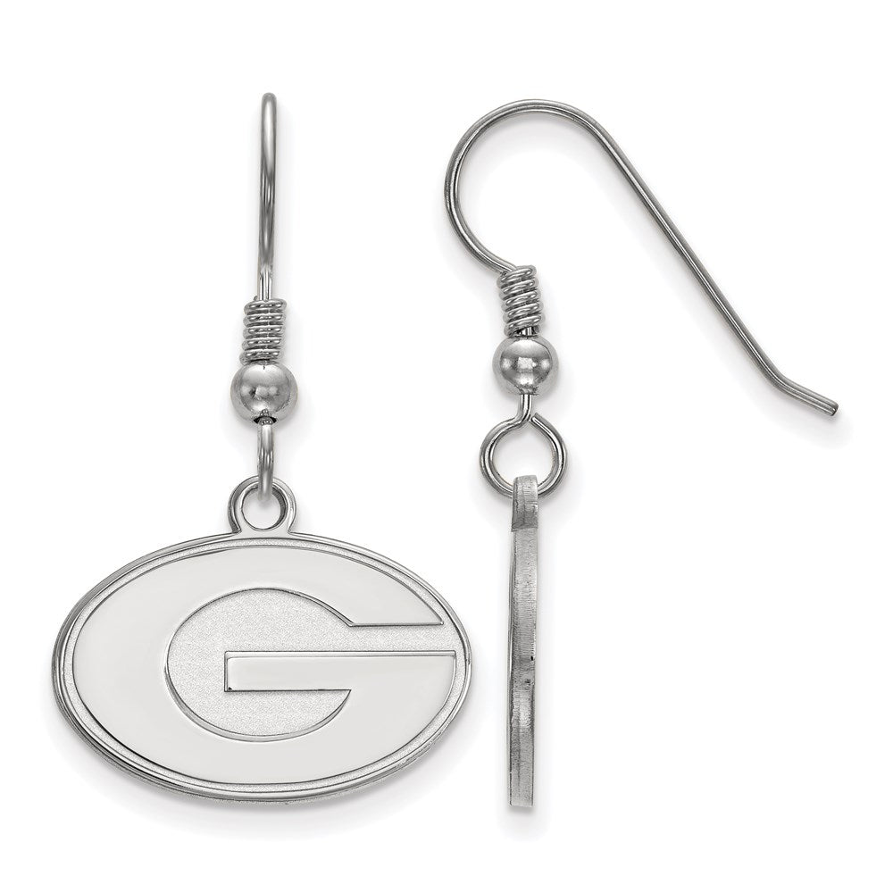 Sterlingsilber Rhodiniert Logoart University Of Georgia Buchstabe G Klein Hängend Draht Ohrringe