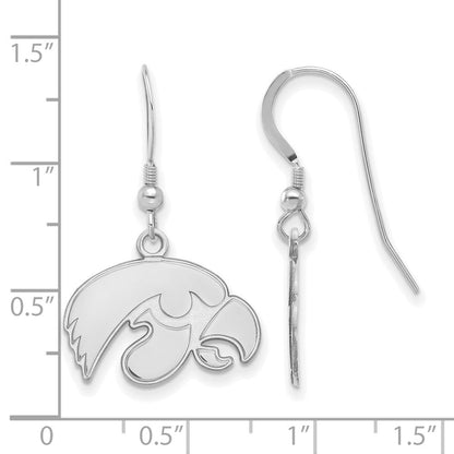Sterlingsilber Rhodiniert Logoart University Of Iowa Hawk Klein Hängend Draht Ohrringe
