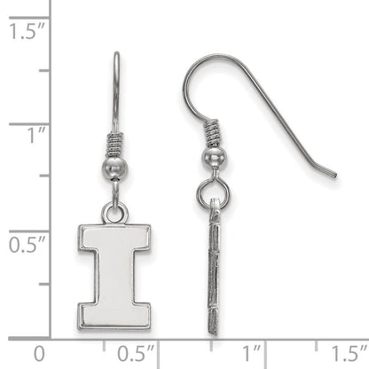 Sterlingsilber Rhodiniert Logoart University Of Illinois Buchstabe I Klein Hängend Draht Ohrringe