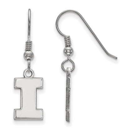 Sterlingsilber Rhodiniert Logoart University Of Illinois Buchstabe I Klein Hängend Draht Ohrringe
