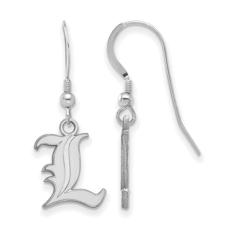 Sterlingsilber Rhodiniert Logoart University Of Louisville Buchstabe L Klein Hängend Draht Ohrringe