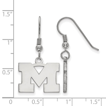 Sterlingsilber Rhodiniert Logoart University Of Michigan Buchstabe M Klein Hängend Draht Ohrringe