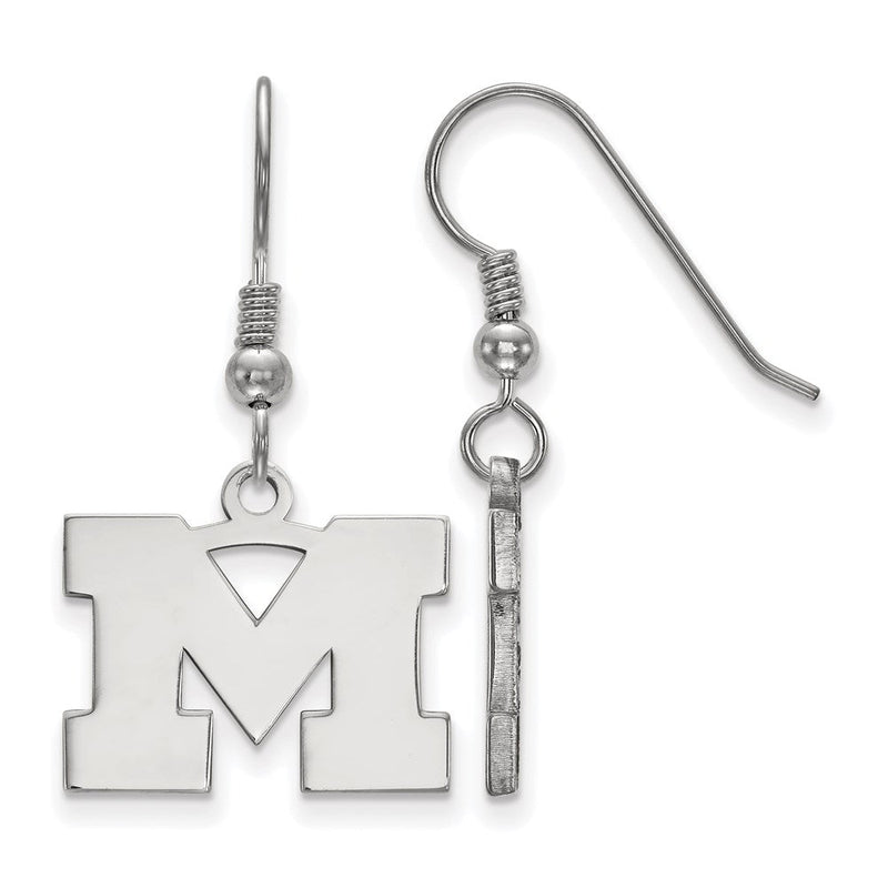 Sterlingsilber Rhodiniert Logoart University Of Michigan Buchstabe M Klein Hängend Draht Ohrringe
