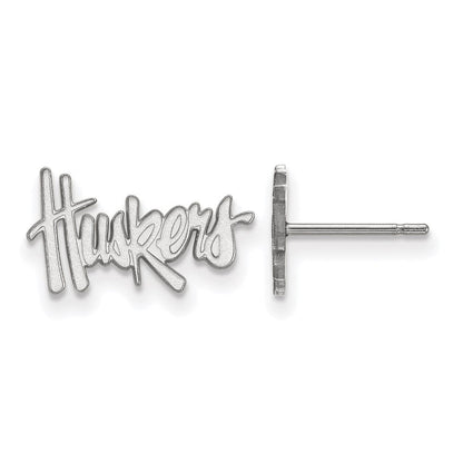 10K Weißgold Logoart University Of Nebraska Huskers Extra Klein Ohrstecker