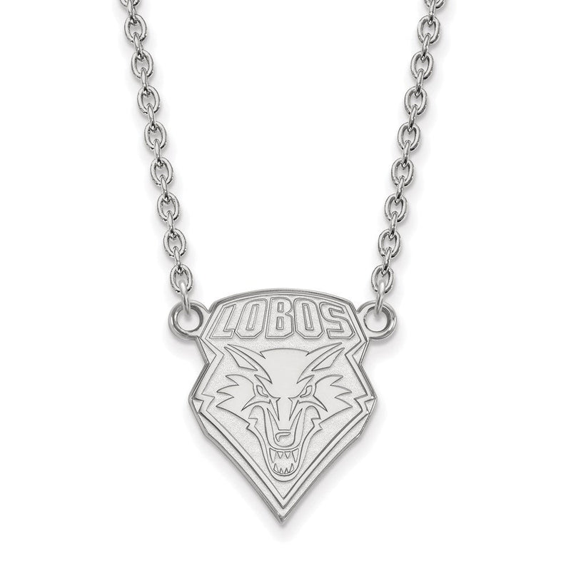 10K Weißgold Logoart University Of New Mexico Groß Anhänger 18 Zoll Halskette