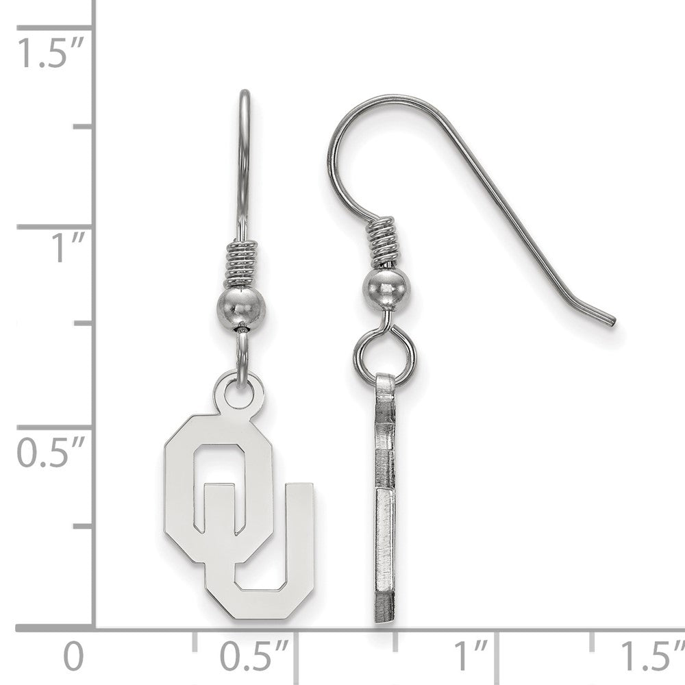 Sterlingsilber Rhodiniert Logoart University Of Oklahoma O U Klein Hängend Draht Ohrringe