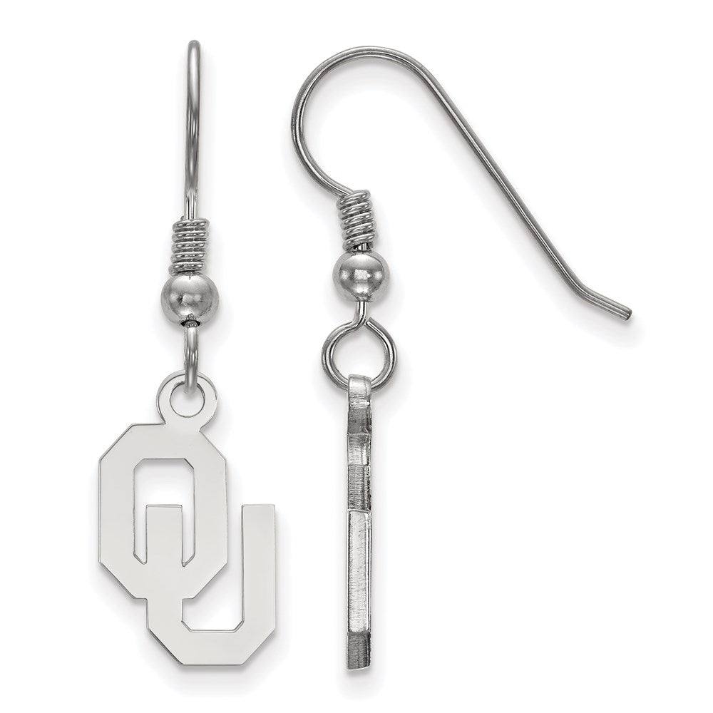 Sterlingsilber Rhodiniert Logoart University Of Oklahoma O U Klein Hängend Draht Ohrringe