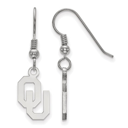 Sterlingsilber Rhodiniert Logoart University Of Oklahoma O U Klein Hängend Draht Ohrringe