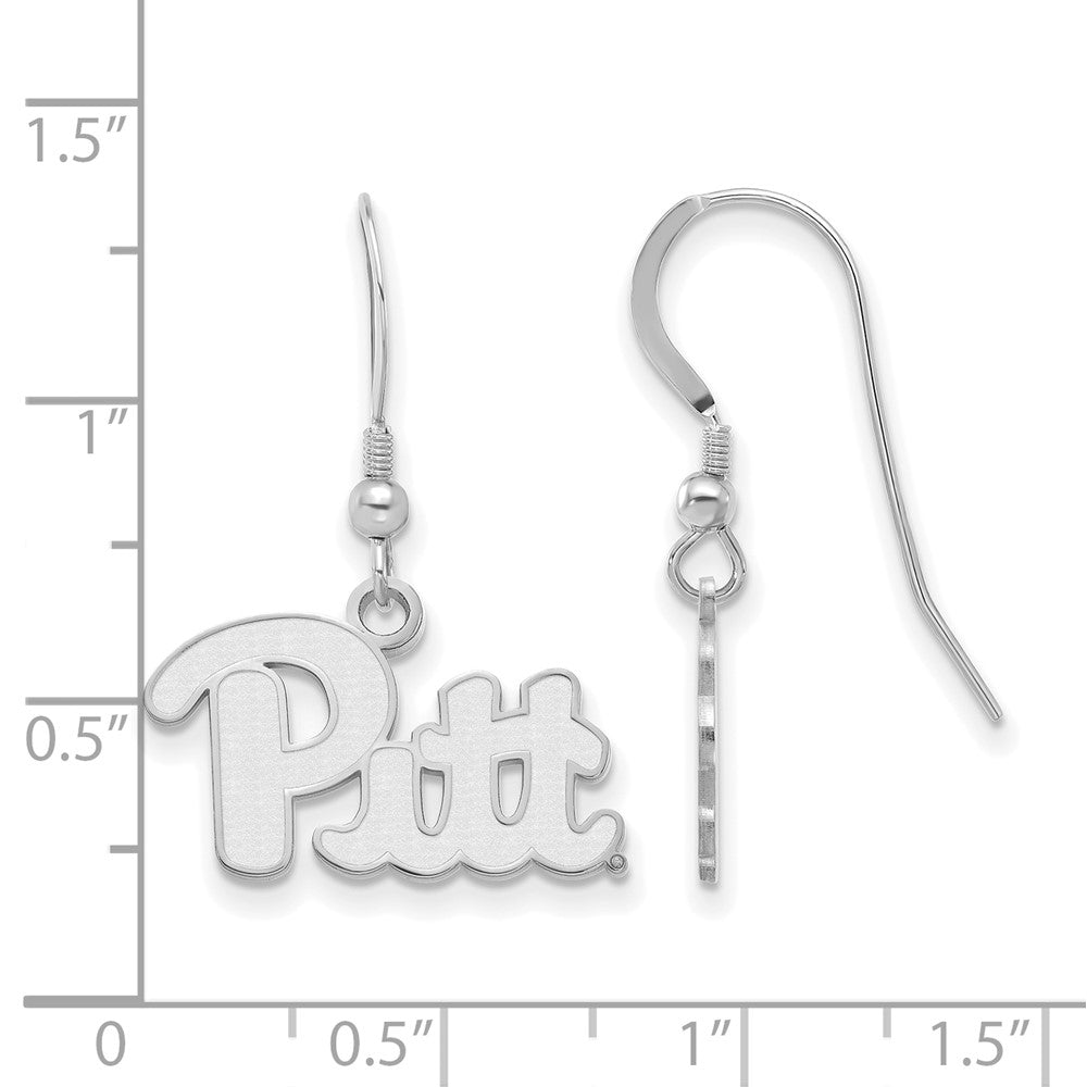 Sterlingsilber Rhodiniert Logoart University Of Pittsburgh Klein Hängend Draht Ohrringe