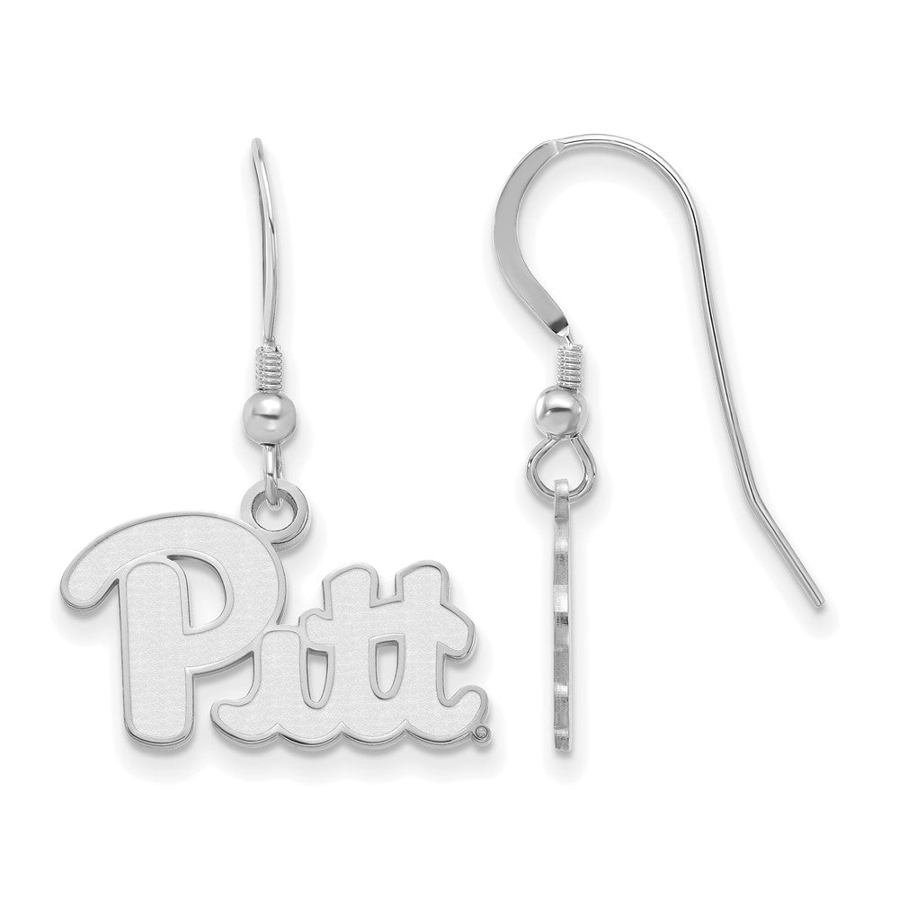 Sterlingsilber Rhodiniert Logoart University Of Pittsburgh Klein Hängend Draht Ohrringe