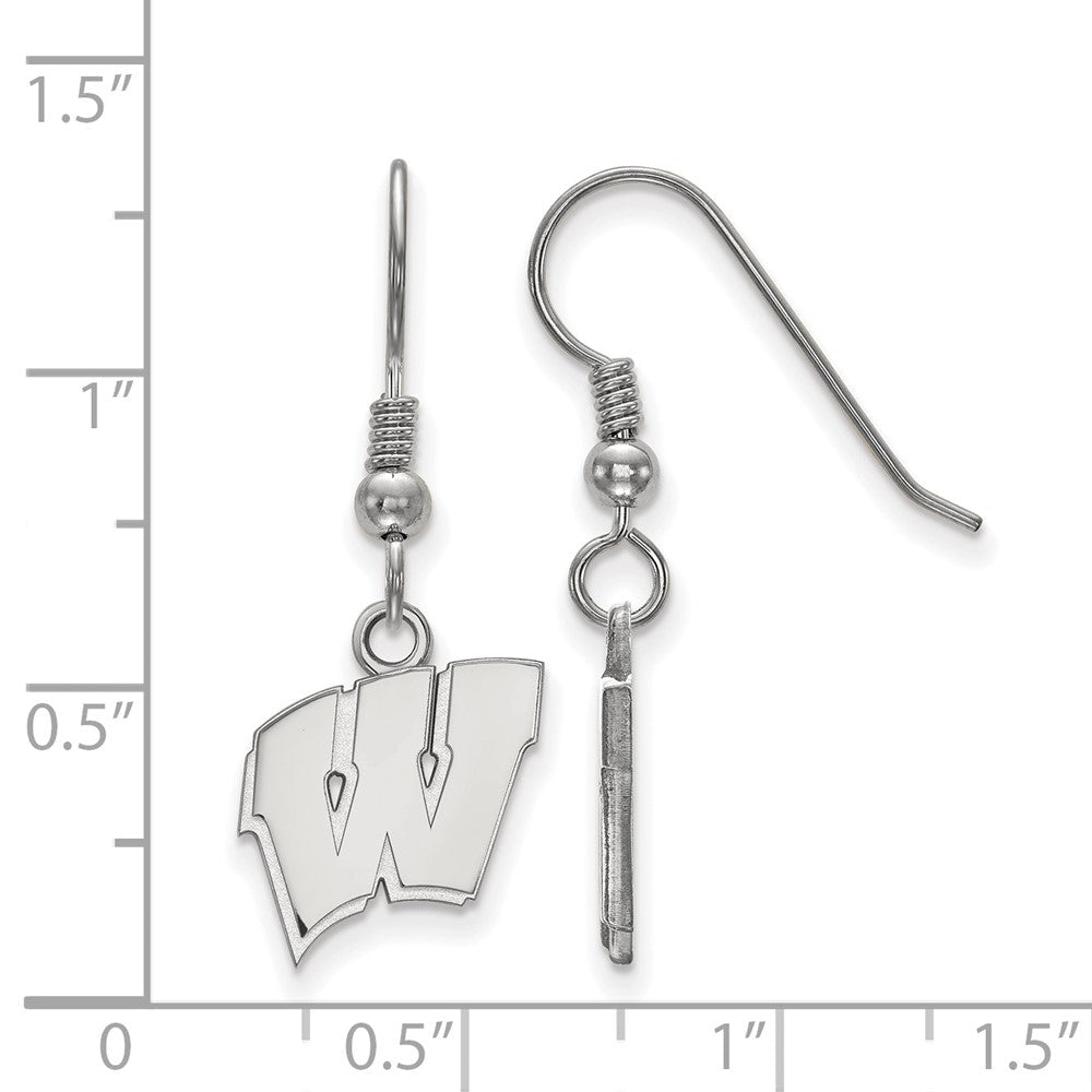 Sterlingsilber Rhodiniert Logoart University Of Wisconsin Buchstabe W Klein Hängend Draht Ohrringe