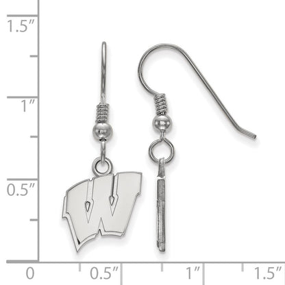 Sterlingsilber Rhodiniert Logoart University Of Wisconsin Buchstabe W Klein Hängend Draht Ohrringe