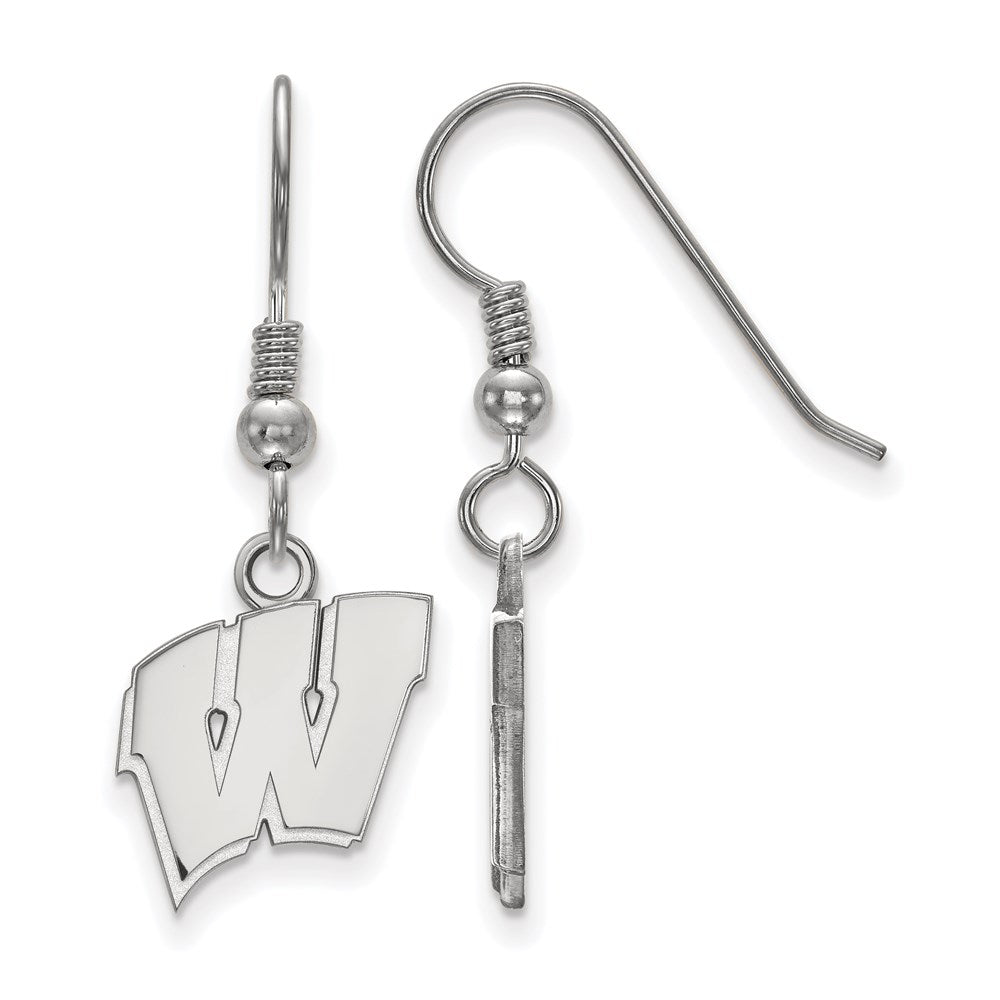 Sterlingsilber Rhodiniert Logoart University Of Wisconsin Buchstabe W Klein Hängend Draht Ohrringe