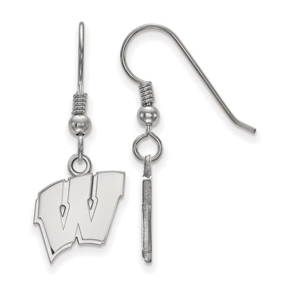 Sterlingsilber Rhodiniert Logoart University Of Wisconsin Buchstabe W Klein Hängend Draht Ohrringe