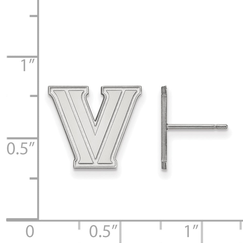10K Weißgold Logoart Villanova University Buchstabe V Klein Ohrstecker
