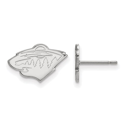 Sterlingsilber Rhodiniert Nhl Logoart Minnesota Wild Extra Klein Ohrstecker