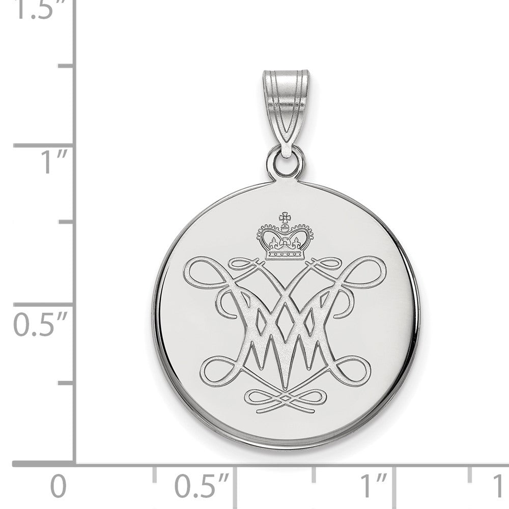 Sterlingsilber Rhodiniert Logoart College Of William und Mary Groß Plättchen Anhänger