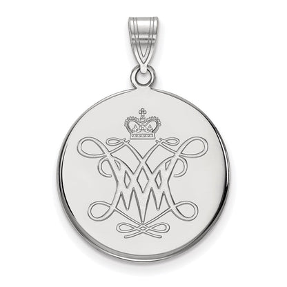 Sterlingsilber Rhodiniert Logoart College Of William und Mary Groß Plättchen Anhänger