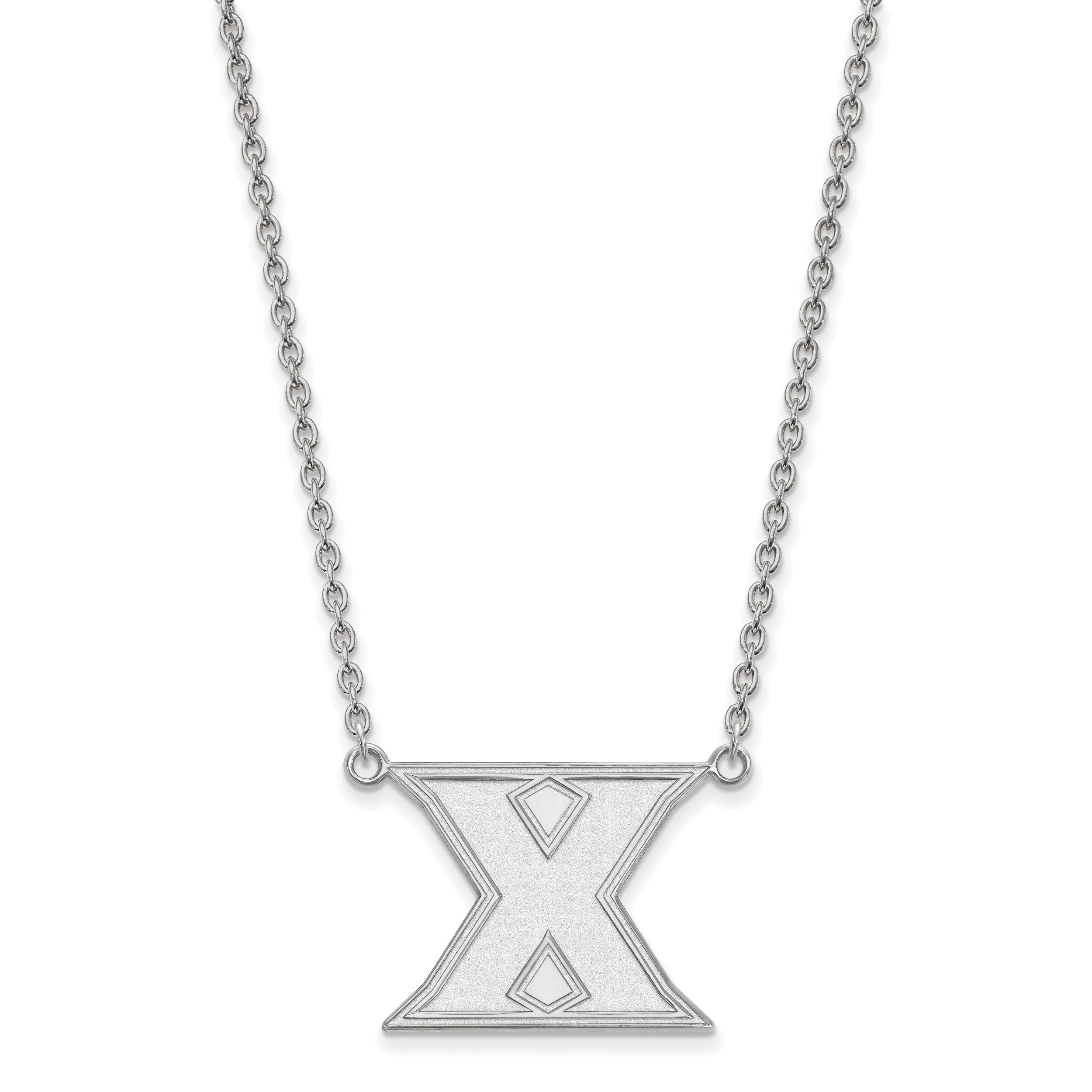 Sterlingsilber Rhodiniert Logoart Xavier University Buchstabe X Groß Anhänger 18 Zoll Halskette